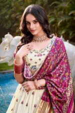 Off-White-Floral-Khadi-Cotton-Embroidered-Lehenga-Choli-with-Gaji-Silk-Maroon-Dupatta4