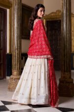 Off-White-Vichitra-Silk-Embroidered-Lehenga-Choli-with-Bandhej-Print-Maroon-Dupatta3