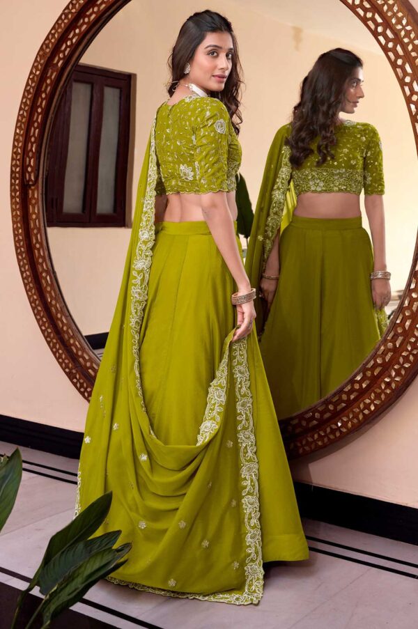 Perot Star Georgette Embroidered Lehenga Choli with Sequins & Pearl Work