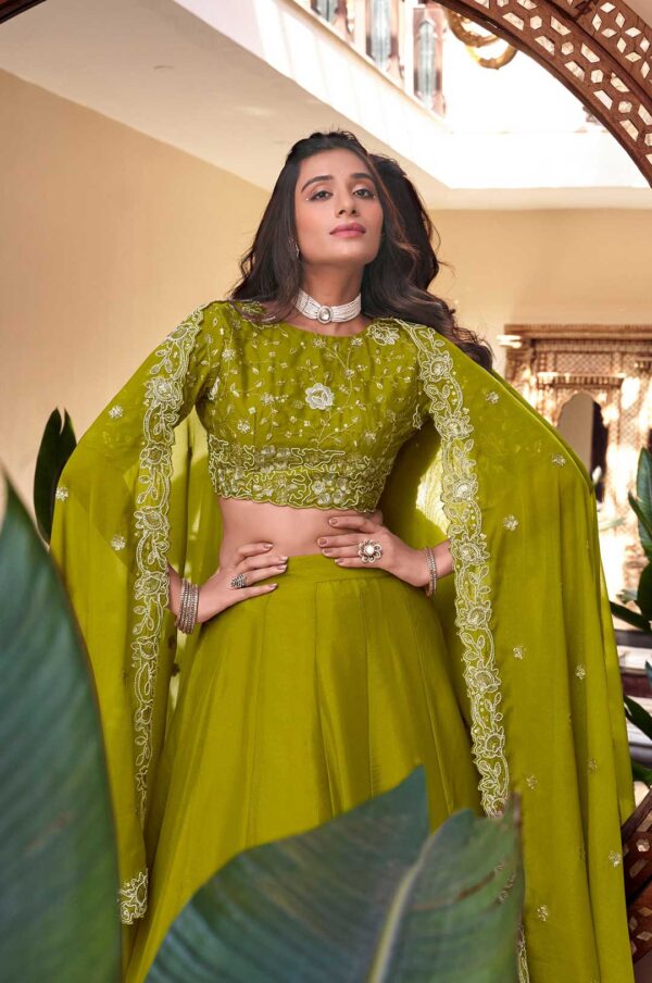 Perot Star Georgette Embroidered Lehenga Choli with Sequins & Pearl Work