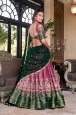 Pink-Kanchipuram-Silk-Lehenga-Choli-with-Green-Dupatta3