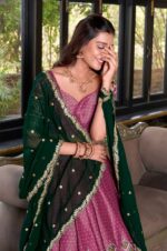 Pink-Kanchipuram-Silk-Lehenga-Choli-with-Green-Dupatta4