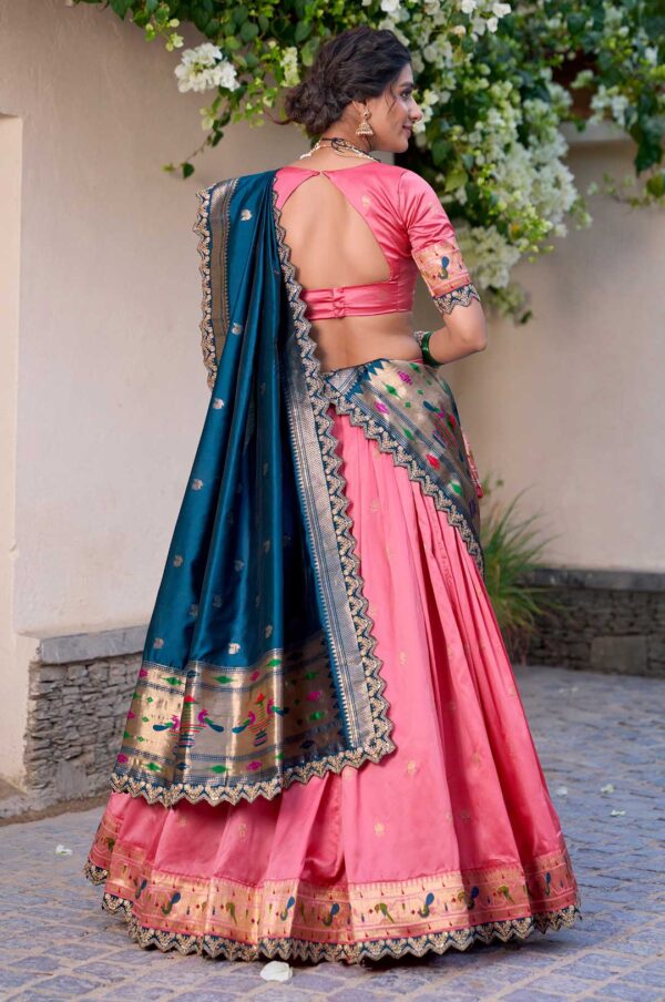 Pink Paithani Jacquard Silk Lehenga Choli with Zari Weaving & Paithani Dupatta