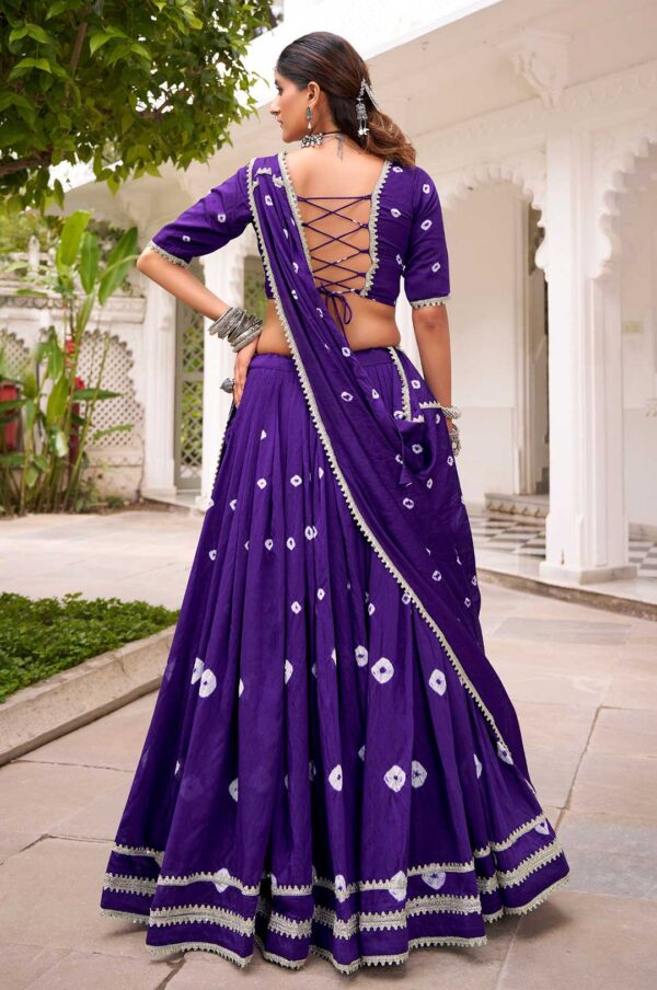 Purple Chanderi Bandhej Print Lehenga Choli with Dupatta