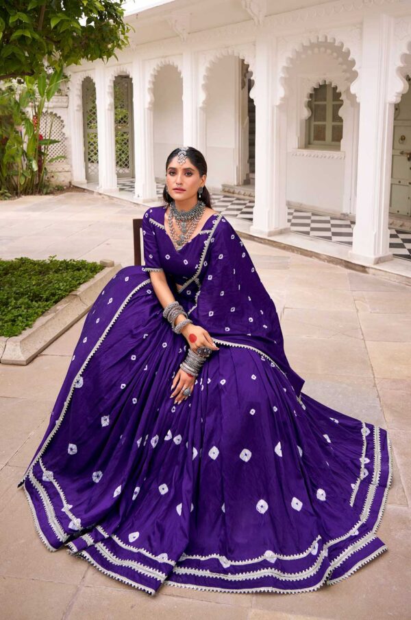 Purple Chanderi Bandhej Print Lehenga Choli with Dupatta