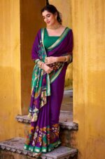 Purple-Kalamkari-Printed-Chanderi-Saree-with-Zari-Weaving-Border-2