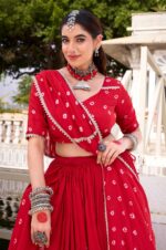Red-Chanderi-Bandhej-Print-Lehenga-Choli-with-Dupatta-4