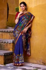 Royal-Blue-Kalamkari-Printed-Chanderi-Saree-with-Zari-Weaving-Border2