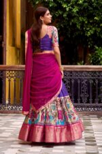 Royal-Purple-&amp;-Pink-Poly-Chanderi-Kalamkari-Zari-Work-Lehenga-Set-3