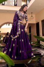 Royal-Purple-Vichitra-Silk-Embroidered-Lehenga-Choli-2