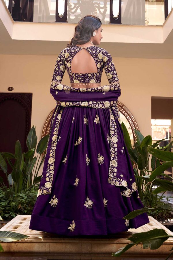 Royal Purple Vichitra Silk Embroidered Lehenga Choli