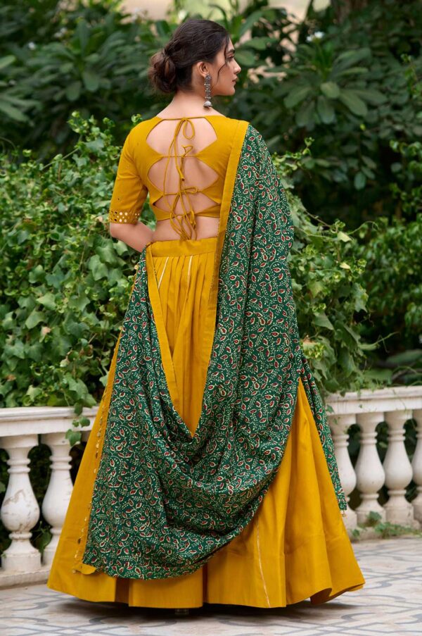 Yellow Pure Cotton Lehenga with Gota Patti & Mirror Work Blouse