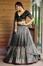 Black-Chinon-Designer-Lehenga-Choli-with-Sequin-and-Thread-Embroidery-Work