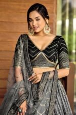 Black-Chinon-Designer-Lehenga-Choli-with-Sequin-and-Thread-Embroidery-Work-low